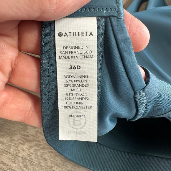 Athleta Advance Zip Front Bra Teal 36D - Picture 3 of 4